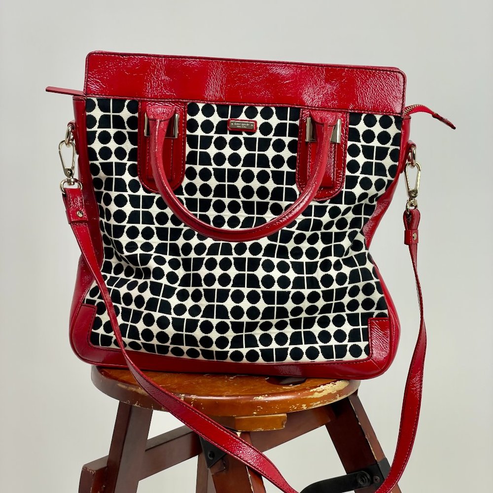 Kate Spade Cornelia Street Noel Blair Tote Fabric and Leather Red Black